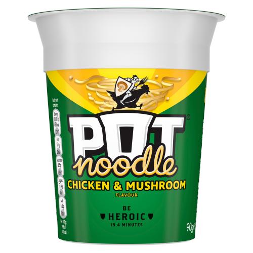 Pot Noodle Chicken & Mushroom 90g พ็อต นู้ดเดิ้ล รสไก่และเห็ด 90 กรัม