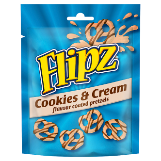 [BestBefore-02Aug2025] Flipz Cookies & Cream Flavoured Coated Pretzels 90g