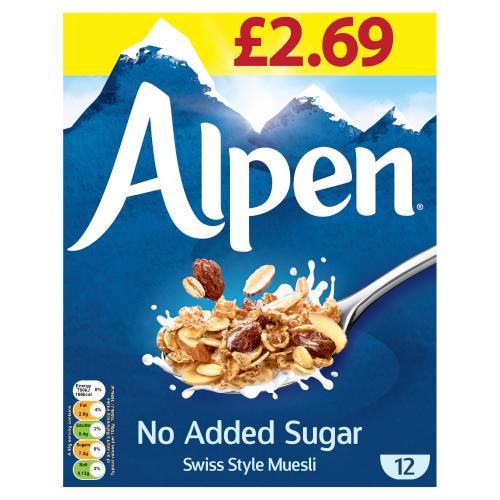 Alpen No Added Sugar Swiss Style Muesli 550g อัลเพน สวิส สไตล์ มูสลี่ ไม่มีน้ำตาล 550 กรัม