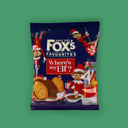 [Best Before 1/Jun/2024]Fox's Favourites Where's My Elf? Chocolate Biscuits 6X20g ฟ็อกส์ ช็อกโกแลตบิสกิต รุ่นแวน์ มาย เอลฟ์ 6X20กรัม