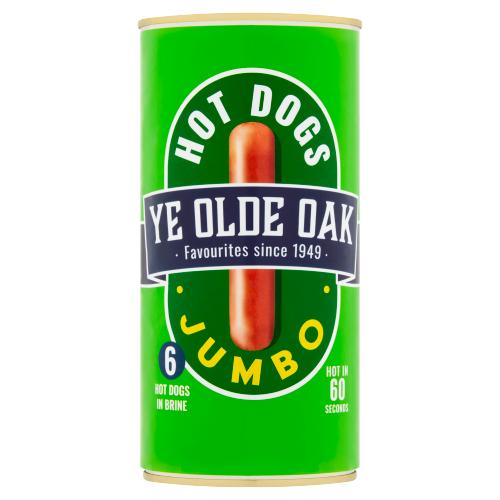 Ye Olde Oak Premium Jumbo Hot Dogs 560g  เยโอลด์โอ๊คพรีเมี่ยมจัมโบ้ ฮอทด็อก ไส้กรอกพร้อมทานในกระป๋อง 560กรัม