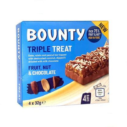 Bounty Triple Treat Fruit, Nut & Chocolate 128g บอนตี้ ทริปเปอร์ ทรี ลูกเกด,ถั่ว และช็อกโกแลต