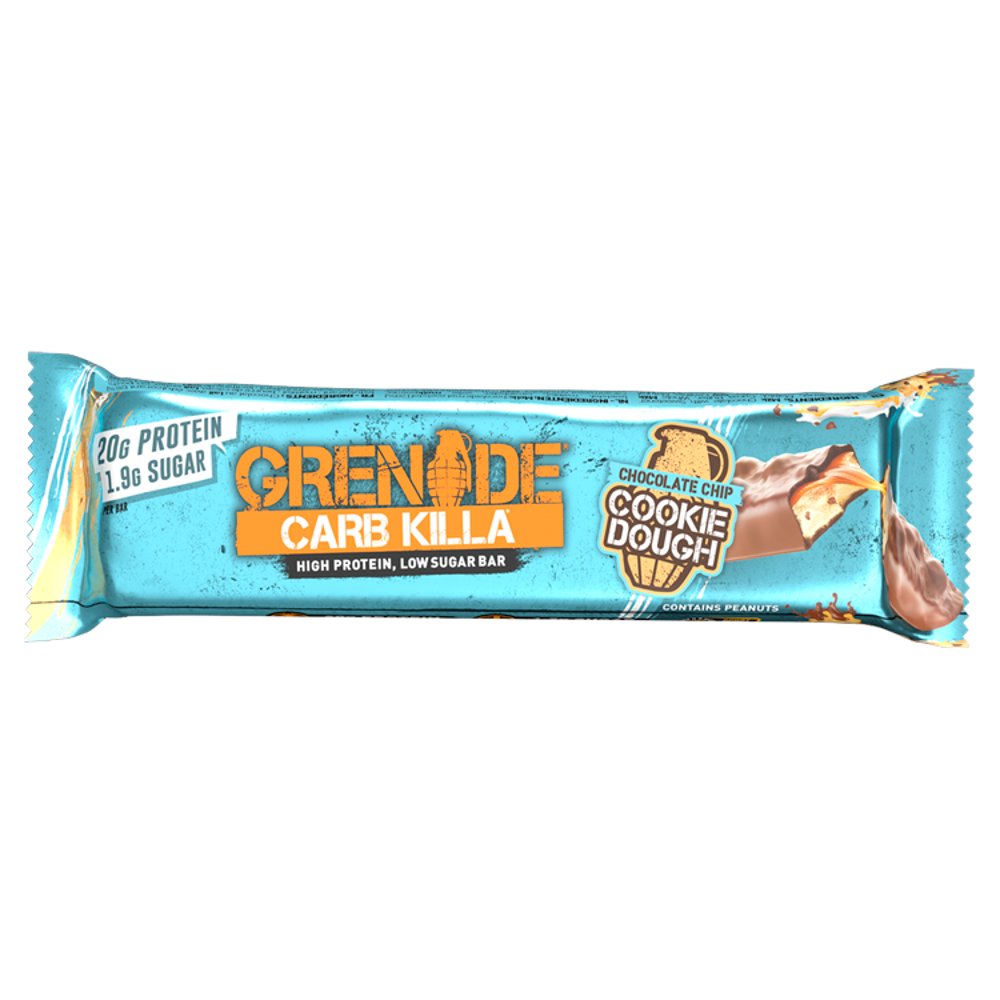 Grenade Carb Killa High Protein Bar Chocolate Chip Cookie Dough 60g เเกรเนต ไฮ โปรตีน บาร์ รสช็อกโกแลตชิพและคุกกี้โด 60 กรัม