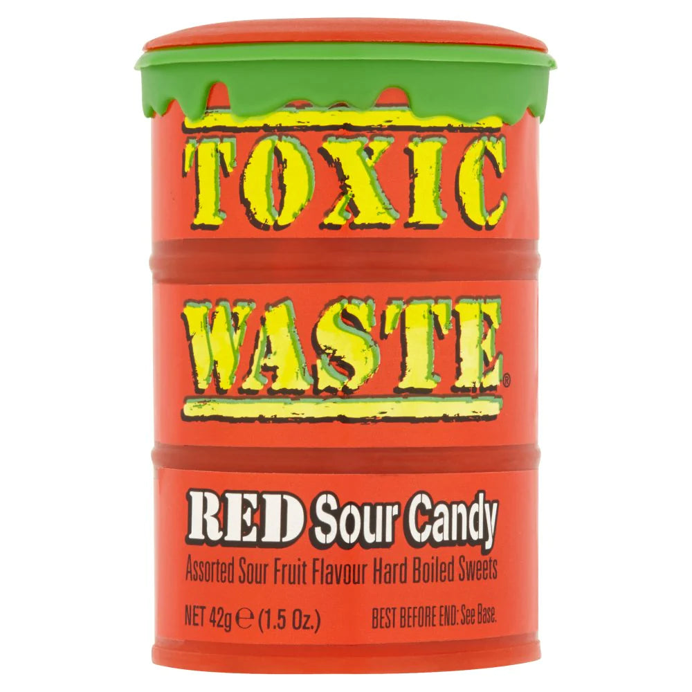 Toxic Waste Red Drum Extreme Sour Candy 42g ขยะพิษ กลองแดง ลูกอมรสเปรี้ยวมาก 42 กรัม