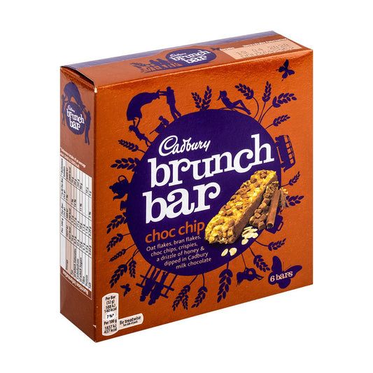 Cadbury Brunch Bar Chocolate Chip 160g (5 Bars) แคดเบอรี บรันช์ บาร์ ช็อกโกเลตชิพ 160 กรัม (5 แท่ง)