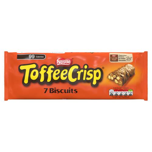 Nestle Toffee Crisp Chocolate Biscuits 7 Pack 130.9g เนสท์เล่ ท๊อฟฟี่ คริสป์ บิสกิตรสช็อกโกแลต