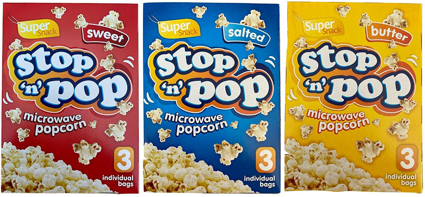 Stop ‘n’ Pop Sweet Popcorn 85g x 3 Bags (255g) สต็อป แอนด์ ป๊อป ข้าวโพดคั่วหวาน [85 กรัม x 3 ซอง] 255 กรัม