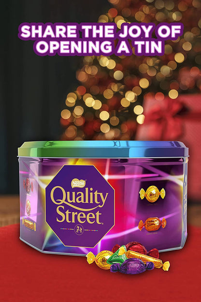 Nestle Quality Street Tin 871g เนสท์เล่ ควอลิตี้ สตรีท ช็อกโกแลตและท็อปฟี่รวมรส แบบกระป๋อง 871กรัม