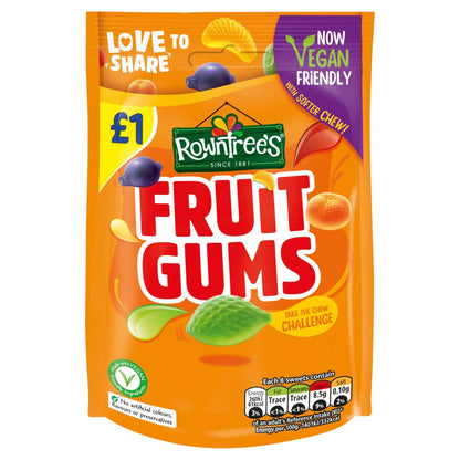 Rowntrees Fruit Gums Take The Chew Challenge  120g โรว์นทรีส์ ฟรุต กัมส์ เทค เดอะ ชิว ชาเลนจ์ 120 กรัม