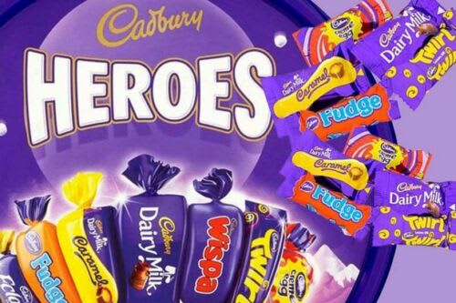 Cadbury Heroes Chocolate Carton 550g แคดเบอรี ฮีโร่ ช็อกโกแลตนมรวมรส แบบกล่อง 550กรัม