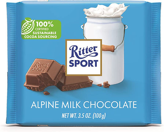 Ritter Sport Alpine Milk Chocolate 100g ริทเทอร์ สปอร์ต อัลไพน์ ช็อกโกแลตนม 100 กรัม