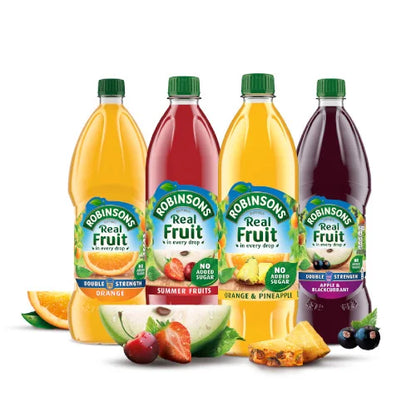 Robinsons Double Strength Apple & Blackcurrant 1 litre โรบินสัน เพิ่มความแรงสองเท่าของแอปเปิ้ลและแบล็คเคอแรนท์ 1 ลิตร