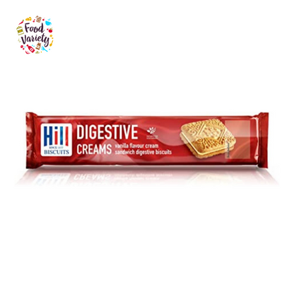 Hill Digestive Creams Vanilla Flavour Cream Sandwich Biscuits 150g ฮิล บิสกิตแซนวิชสอดไส้ครีมรสวานิลลา 150กรัม