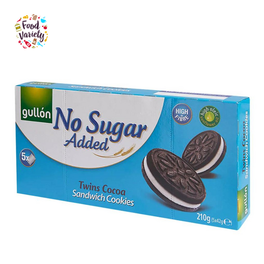 Gullon No Added Sugar Twins Cocoa Sandwich Cookies 5x42g กัลลอน ไม่เติมน้ำตาล คุกกี้แซนวิชรสโกโก้คู่ 5x42g