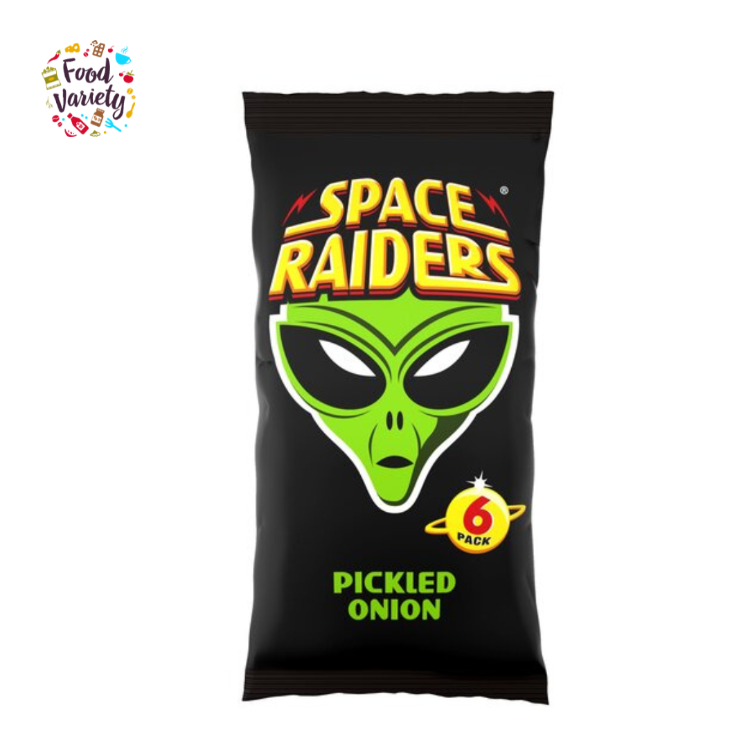 Space Raiders Pickled Onion Flavoured Corn Snacks 6 Pack 6X13g สเพซ ไรเดอร์ พิคเคิล ออเนียล เฟลเดอร์ คอร์น สแนค 6 แพค 6X13g