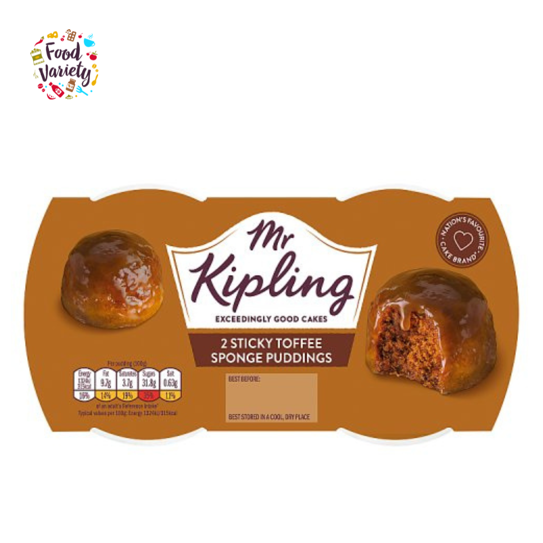 Mr Kipling Sticky Toffee Sponge Pudding 2X95g มิสเตอร์คิปลิง สติกกี้ ท๊อปฟี่ สปันจ์ พุดดิ้ง   2X95g