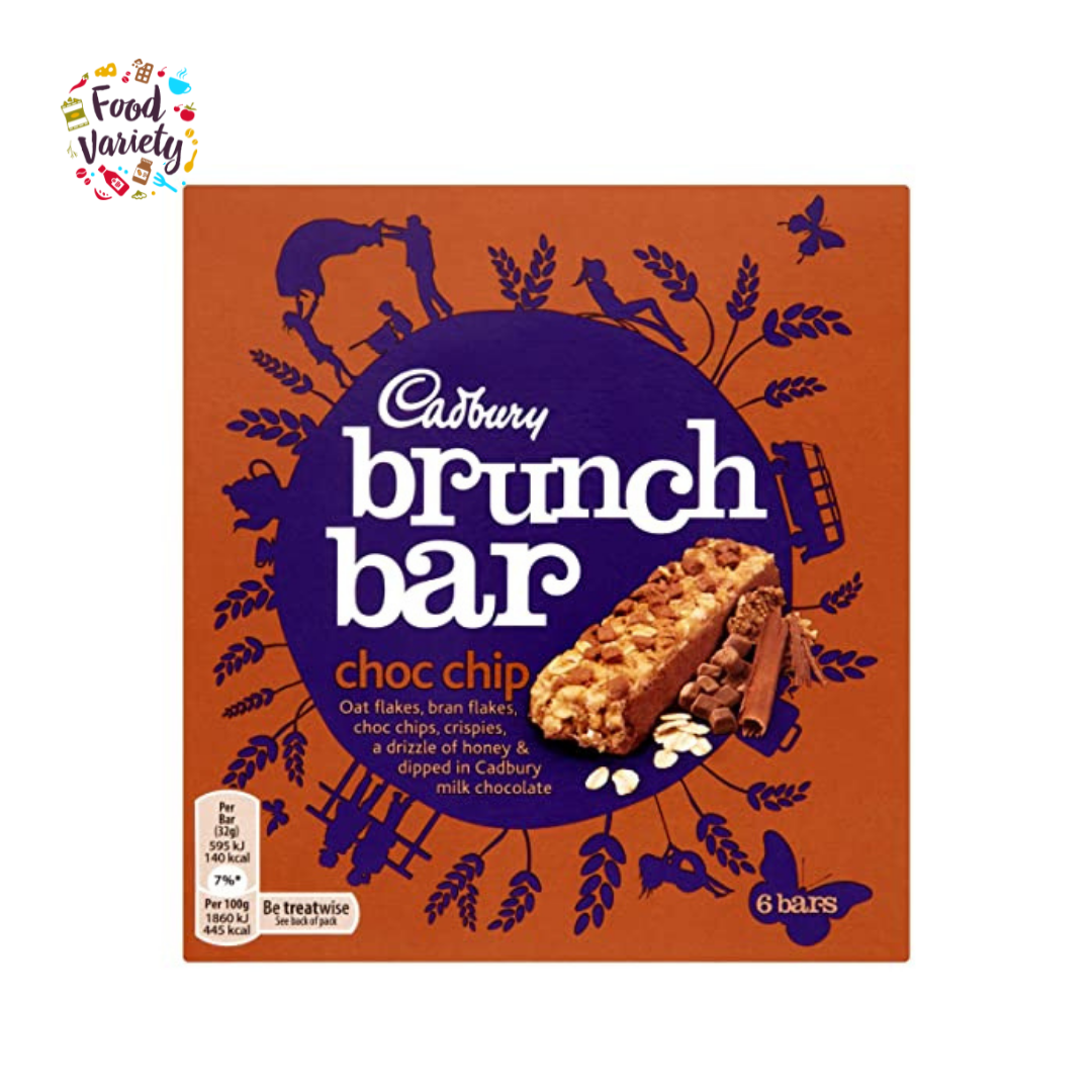 Cadbury Brunch Bar Chocolate Chip 160g (5 Bars) แคดเบอรี บรันช์ บาร์ ช็อกโกเลตชิพ 160 กรัม (5 แท่ง)