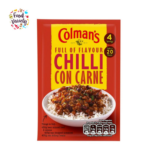 Colman’s Chilli Con Carne Seasoning Mix 50g โคลแมนส์ ซอสผงชิลลี่ คอน คาเน่ย์ 50 กรัม