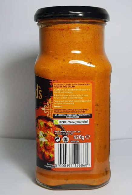 Sharwood's Indian Cooking Sauce for Tikka Masala 420g ซอสสำหรับทำอาหารอินเดียติ๊กก้ามาซาลา