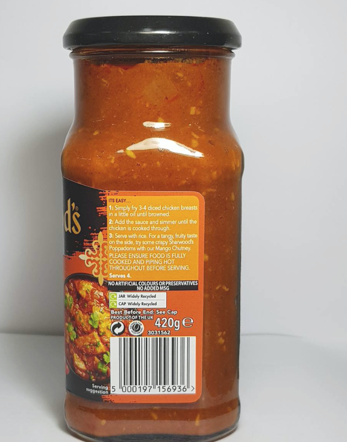 Sharwood's Indian Cooking Sauce for Madras 420g ซอสสำหรับทำอาหารอินเดีย มัทราส