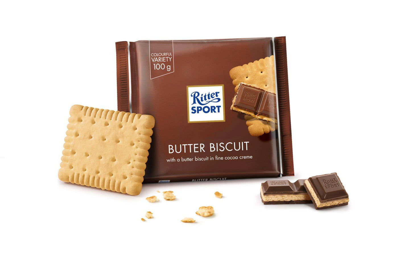 [BestBefore-17-Apr-2025] Ritter Sport Butter Biscuit Chocolate Bar 100g