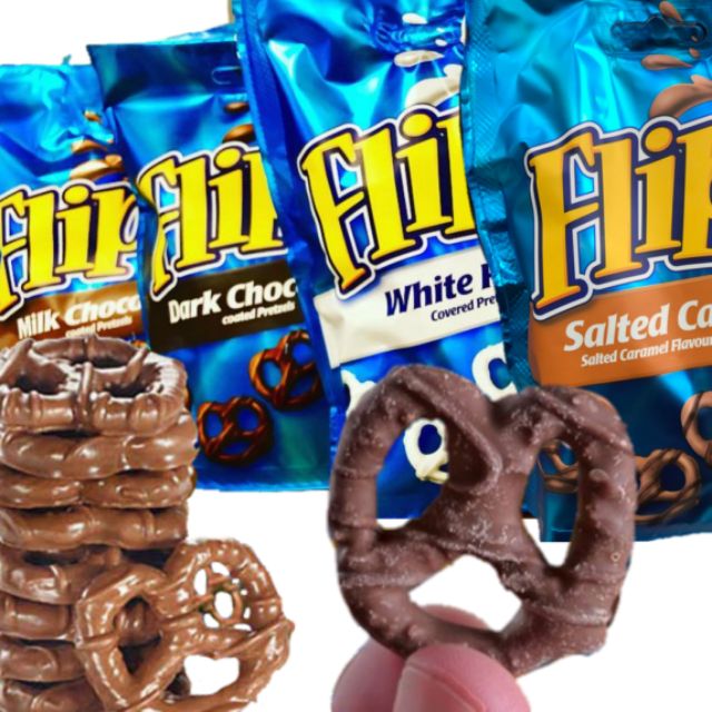 Flipz Salted Caramel Flavour Coated Pretzels 90g ฟลิปซ์ เพรทเซลเคลือบรสเค็มคาราเมล 90g