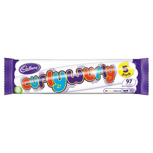 Cadbury CurlyWurly Chocolate 5 Pack 107.5g แคดเบอรี่ เคอรรี่ เวอรรี่ ช็อกโกแลต 5 แพ็ค ขนาด 107.5g