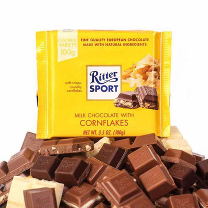 Ritter Sport Chocolate with Cornflakes Chocolate Bar 100g ริทเทอร์ สปอร์ตช็อกโกแลตรสคอร์นเฟลก 100g