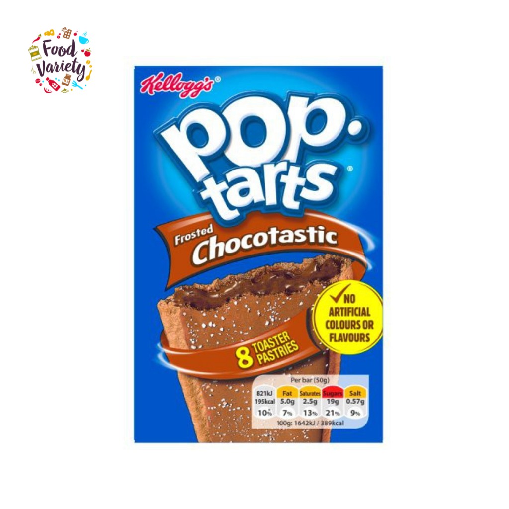 Kellogg's Pop tarts Frosted Chocotastic 384g เคลลอกก์ ป๊อปทาร์ต ขนมปังสอดไส้ช็อกโกแลต 384กรัม