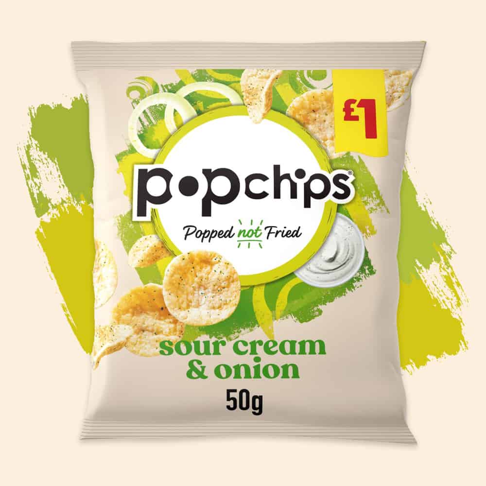 [Best Before 13-Apr-25] Popchips Sour Cream & Onion Flavour Potato Snacks 50g ป๊อปชิป มันฝรั่งอบกรอบ รสซาวครีมและหัวหอม 50 กรัม