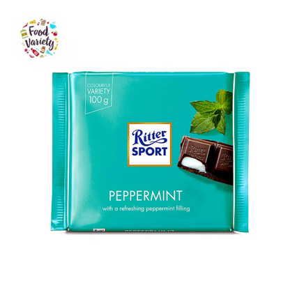 Ritter Sport Peppermint Cream Filled Chocolate Bar 100g เปเปอร์มินต์ ช็อคโกแลตรสมินต์สุดแสนอร่อย 100g