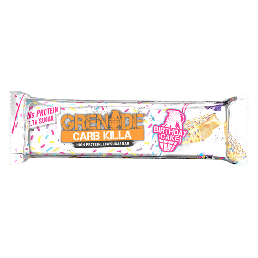 Grenade High Protein Bar Birthday Cake 60g เกรนเนต โปรตีนบาร์รสเค้กวันเกิด ขนมคลีน 60g