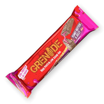 Grenade High Protein Bar Low Sugar Peanut Butter & Jelly 60g เกรนเนต โปรตีนบาร์ผสมเนยถั่วน้ำตาลต่ำและเยลลี่ 60 กรัม