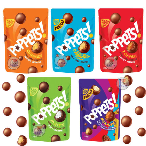 Poppets Dark Chocolate Coated Mint Creams Pouch 130g โปเปตซ์ ซองครีมมินต์เคลือบดาร์กช็อกโกแลต 130 กรัม