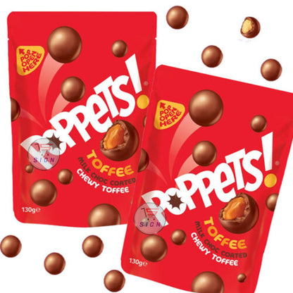 [BestBefore-28Oct2025] Poppets Toffee Milk Choc Coated Chewy Toffee 130g