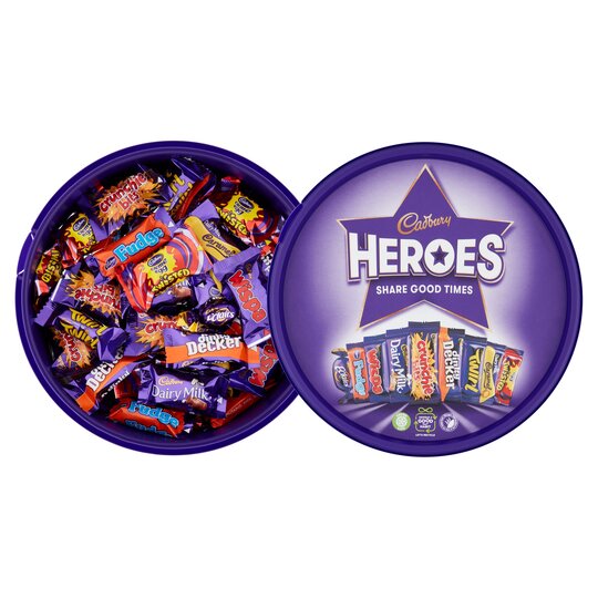 Cadbury Heroes Chocolate Carton 550g แคดเบอรี ฮีโร่ ช็อกโกแลตนมรวมรส แบบกล่อง 550กรัม